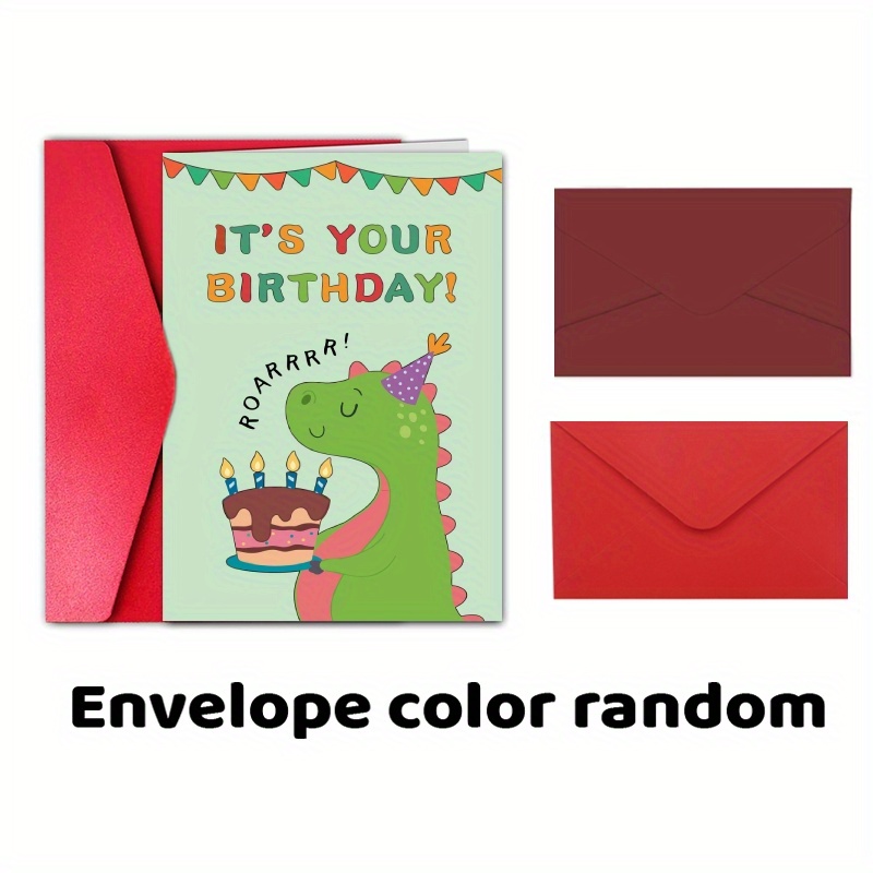 1pc, Birthday Card, Lovely Birthday Card, Happy Birthday Card, Dinosaur ...