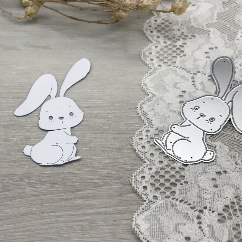 

Moules de découpe en forme de lapin en argent fantaisie pour le scrapbooking et l'artisanat - 9,1 cm x 3,58 pouces