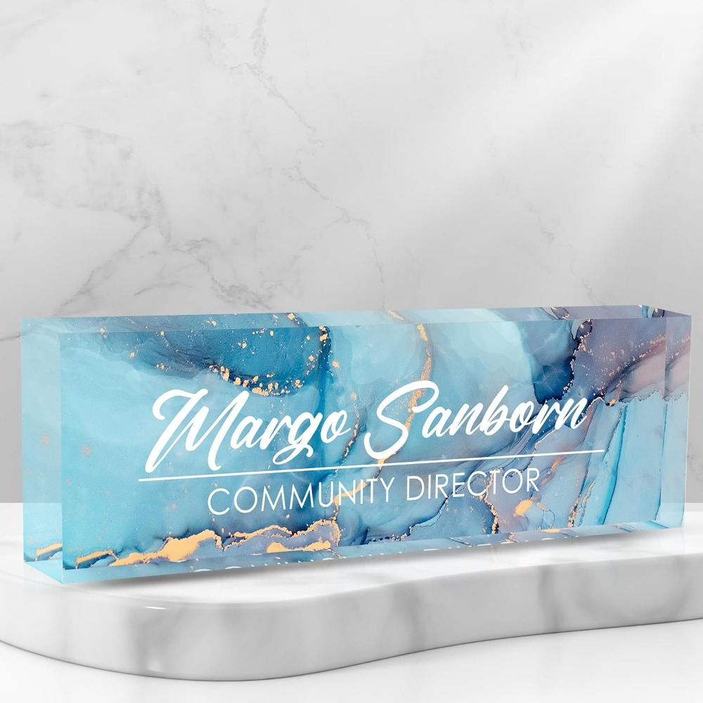 

Custom Acrylic Desk Name Plate, Personalized Tabletop Sign With Clear Display – Elegant Office Desk Accessory With Quality Printing – Ideal For Professionals, Personalized Graduation & Promotion Gifts