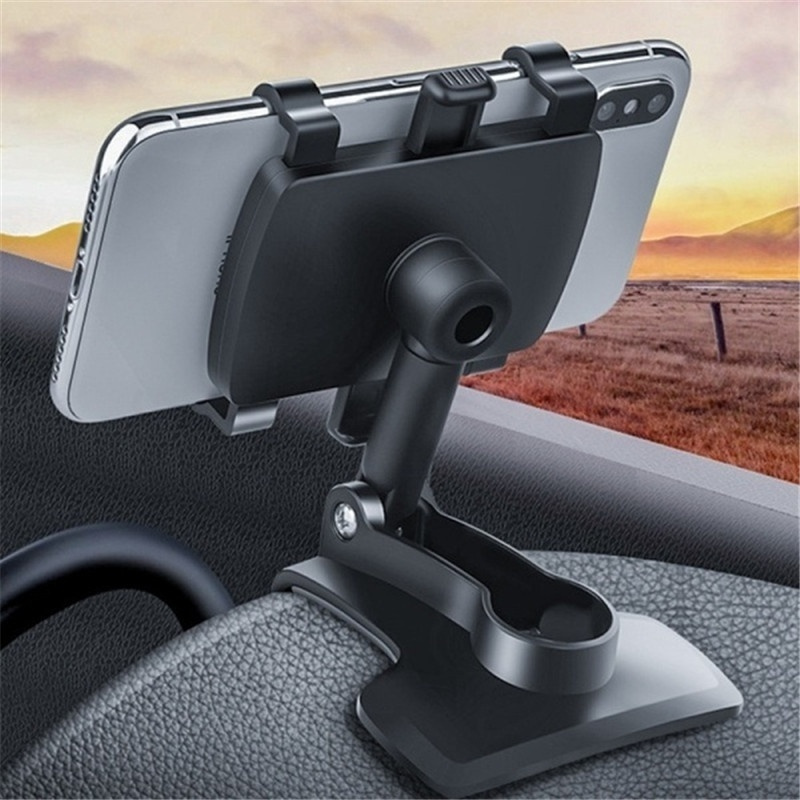 

1pc 360° Rotatable Hud Car Dashboard Phone Holder Gps Navigation Rack Rearview Mirror Car Sun Visor Clip Mount