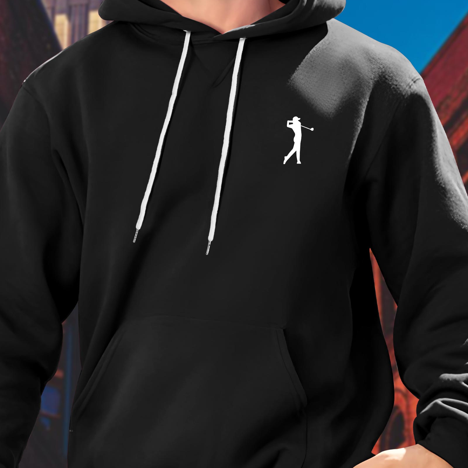 

Golf Print, Men's Fashion Trendy Long Sleeve Hoodie & Sweatshirt With Drawstring For Outdoor Daily Wear