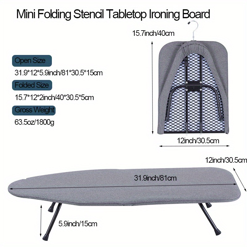 mini folding stencil tabletop ironing board compact and portable ironing board with non stick cover and stencil design details 5