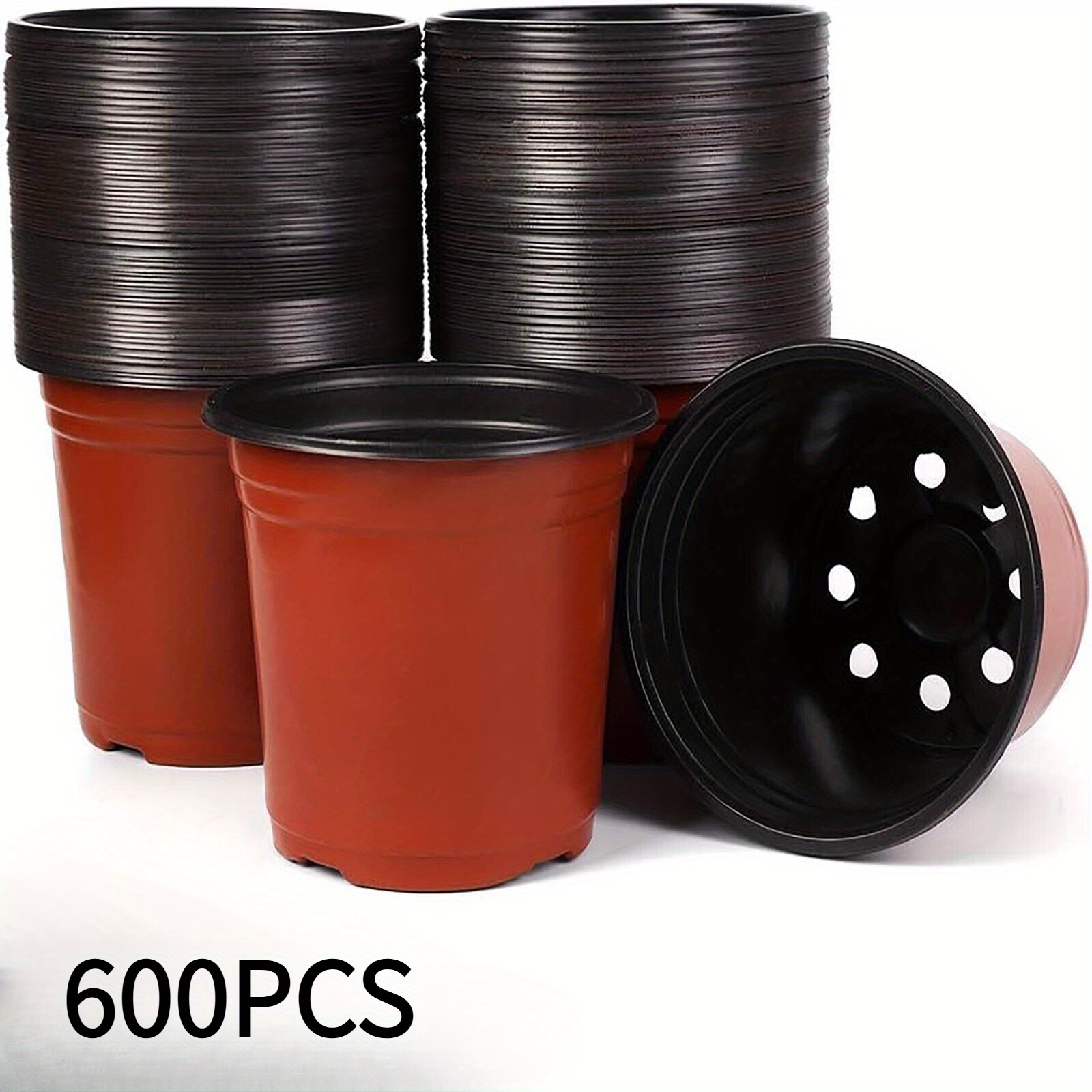 TEMU 600pcs Two-color Flower Pot, Nutrition Cup Seedling Pot, Simple Flower Pot, Planting Pot Green Bowl Plastic Pot Flower Pot Indoor Modern