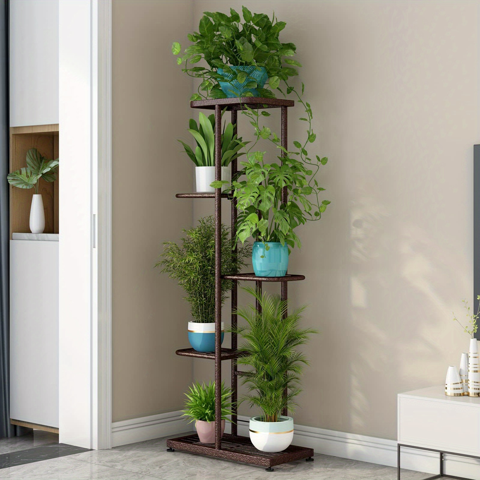 

5 Tier 6 Potted Metal Plant Stand For Patio Garden Corner Balcony Living Room