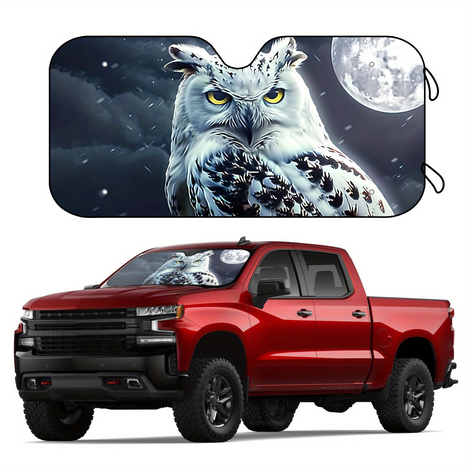 

Adiffly Owl & Graphic Windshield Sun Shade For Suvs And Trucks - 57" X 27.5", Uv Protection, Includes Suction Cups, Perfect Visor Protector, Sun Visor For Car