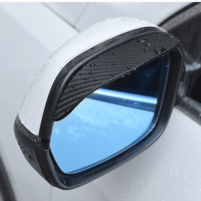 PVC Carbon Fiber Car Rearview Mirror Rain Guards, 2 Pieces - Universal Fit Waterproof Side Mirror Visors, Sunshade and Snow Protection Accessories