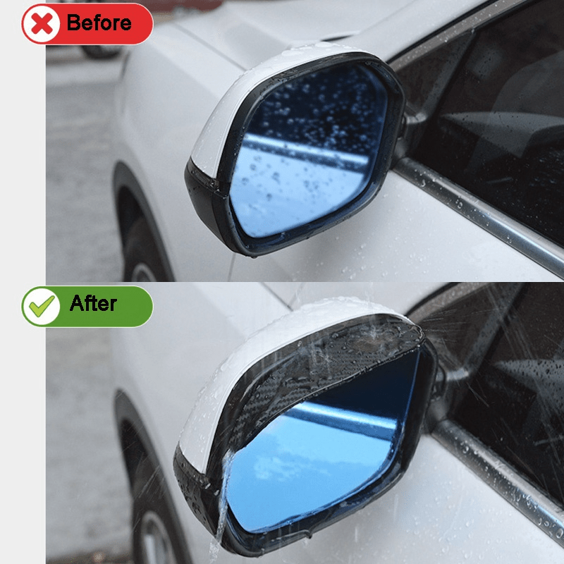 PVC Carbon Fiber Car Rearview Mirror Rain Guards, 2 Pieces - Universal Fit Waterproof Side Mirror Visors, Sunshade and Snow Protection Accessories