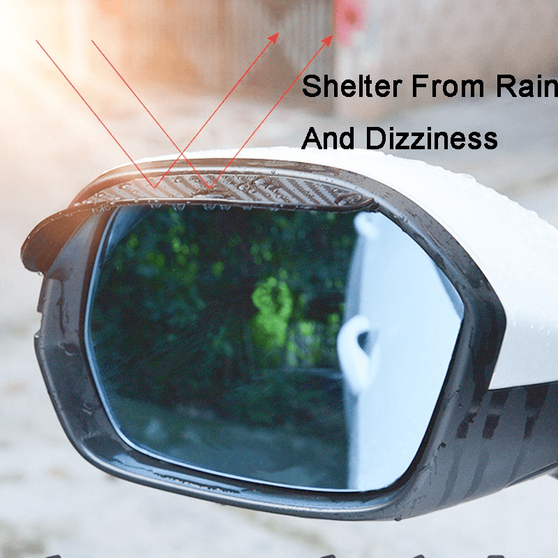 PVC Carbon Fiber Car Rearview Mirror Rain Guards, 2 Pieces - Universal Fit Waterproof Side Mirror Visors, Sunshade and Snow Protection Accessories