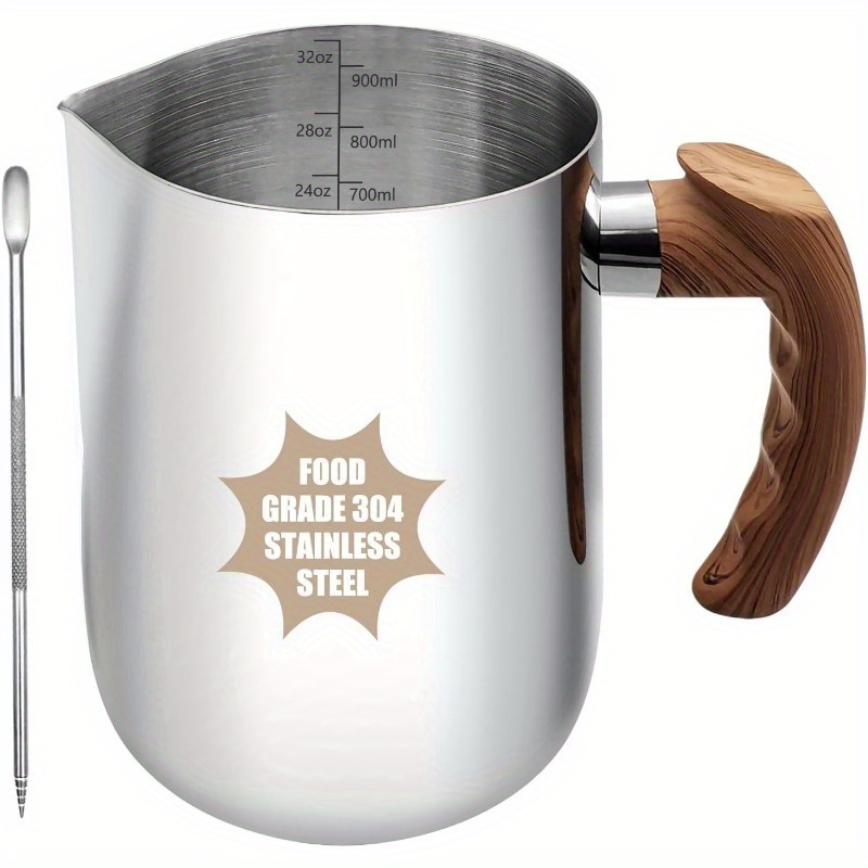 Milk Frothing Pitcher, 32oz Milk Frother Cup 304 Stainless Steel Steaming  Pitcher with Art Pen Milk Coffee Jug Cup with Heat-resistant Handle and