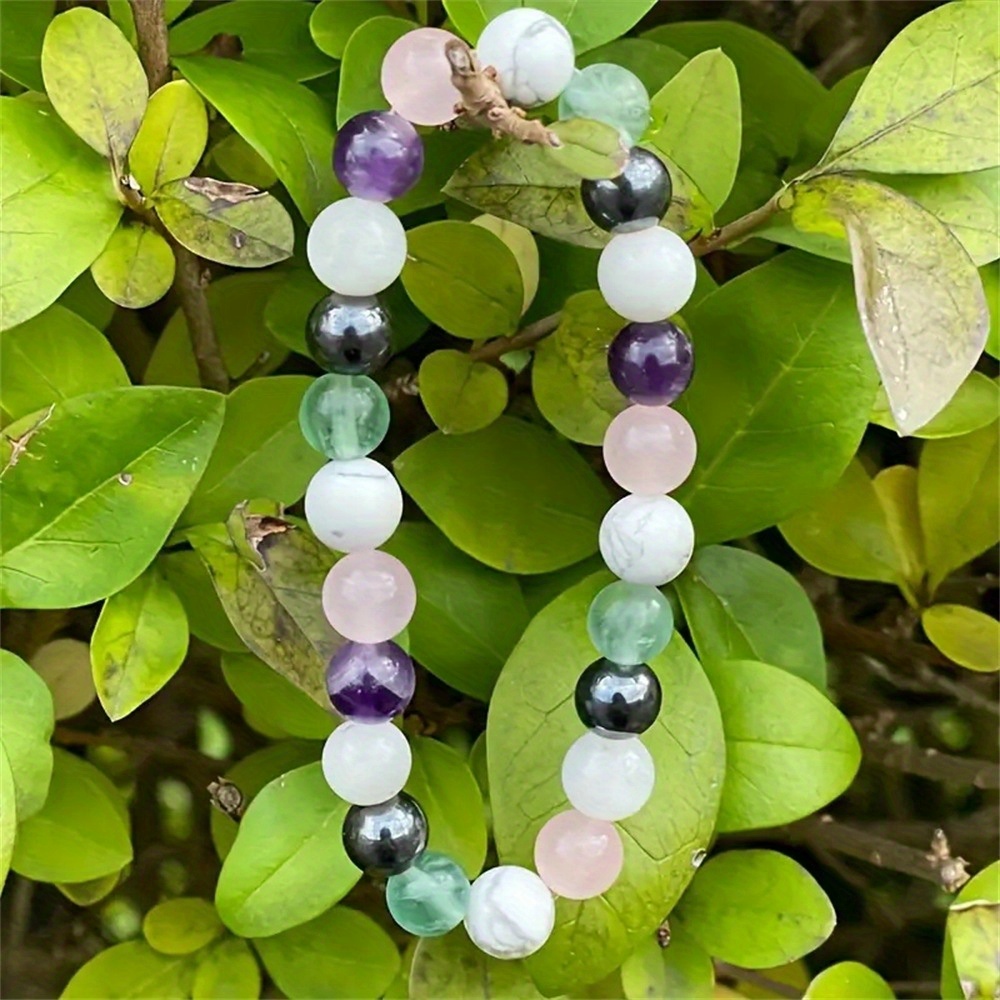 8 MM Rainbow Raw Stone Bracelet Beaded Bracelets