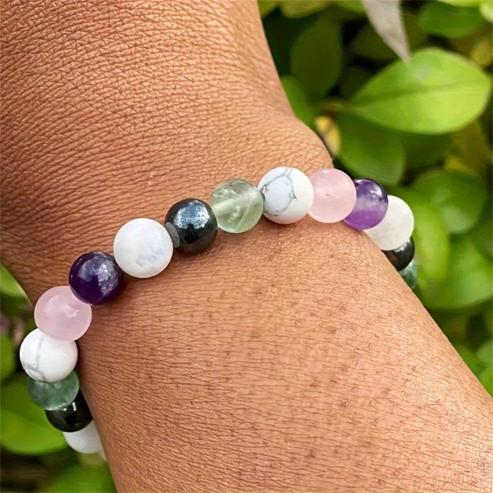 8 MM Rainbow Raw Stone Bracelet Beaded Bracelets