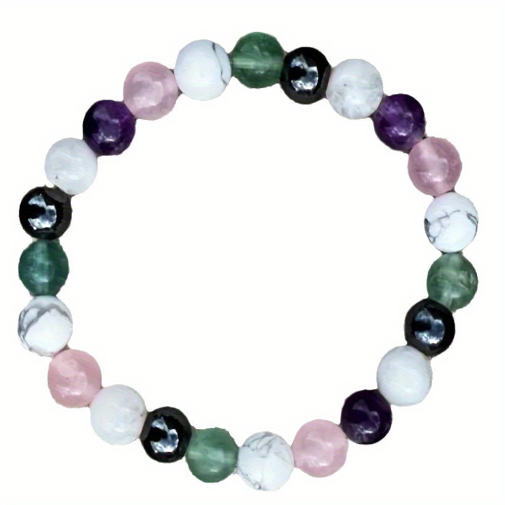 8 MM Rainbow Raw Stone Bracelet Beaded Bracelets