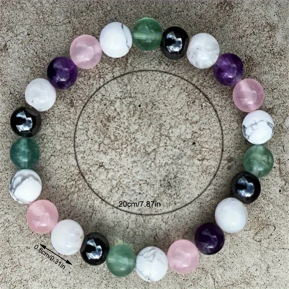 8 MM Rainbow Raw Stone Bracelet Beaded Bracelets