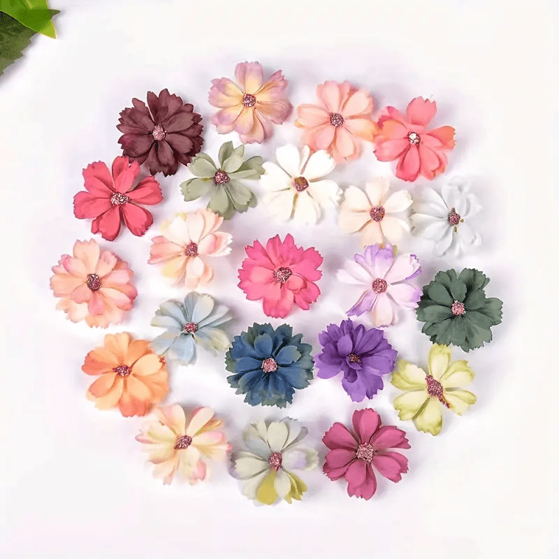 Image of 20pcs 1.77/inch 4.5cm Mixed Colors Chrysanthemum Heads Mini Artificial Flowers, For Wedding, Home Decor, Christmas Wreath And Scrapbooking