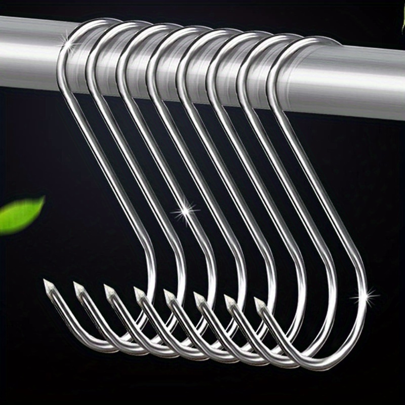 

30/60pcs Stainless Steel Meat Hooks Set - Contemporary Wall-mounted S-hooks For , Ideal For Hanging & Drying Sausage, Chicken, Beef With Polished