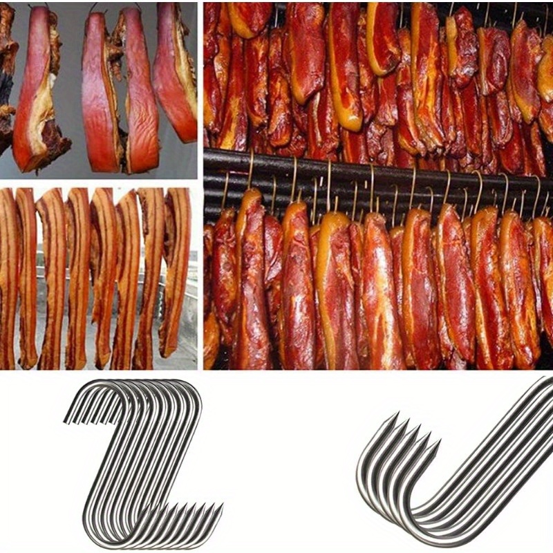 Temu TEMU "effortless Hanging" 20pcs Premium Stainless Steel Meat Hooks - 7" Durable Butcher & Bbq Hooks For Hanging, Drying, Grilling Sausage, Chicken, Beef - Polished Finish sold by Temu Affiliate Program