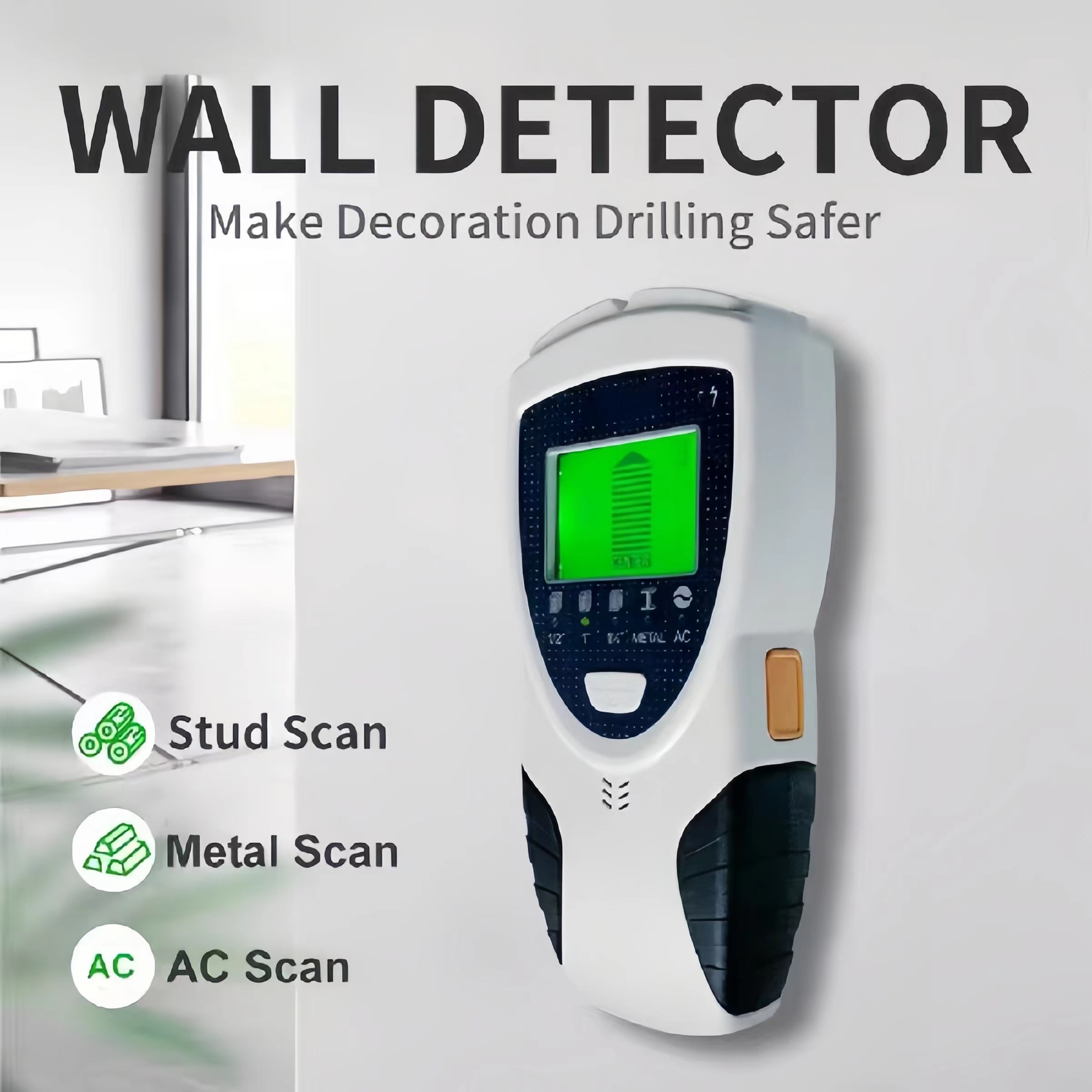 

5-in-1 Stud Detector With Intelligent Microprocessor And Hd Lcd Display: Accurately Locates Wood, Ac Wire, Metal Studs, Joist Pipes, And Pipes