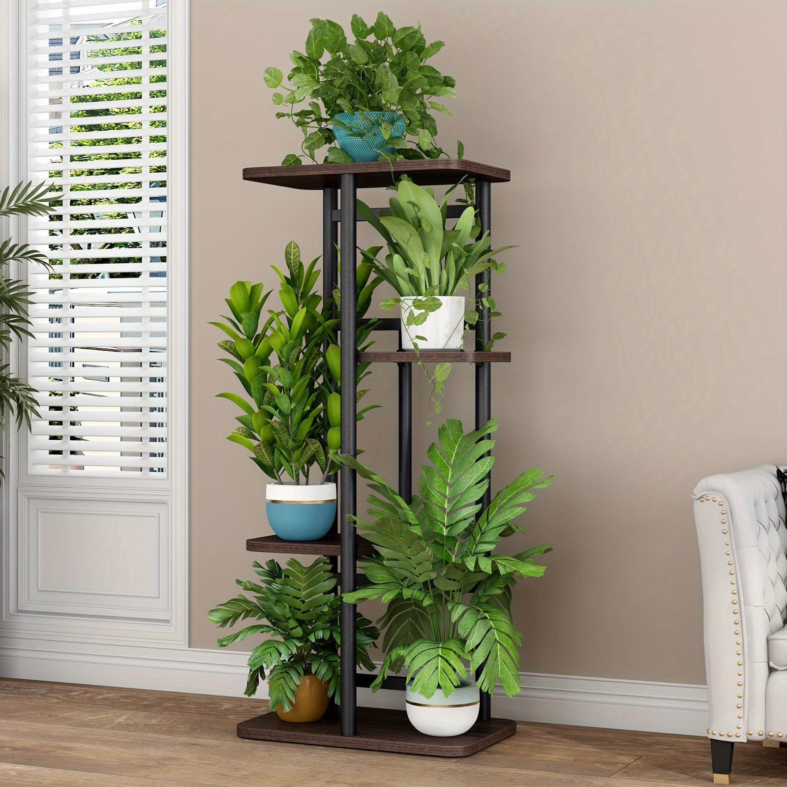 

4 Tier 5 Potted Plant Stand Indoor Plant Shelf Multiple Stands For Garden Corner Balcony Living Room