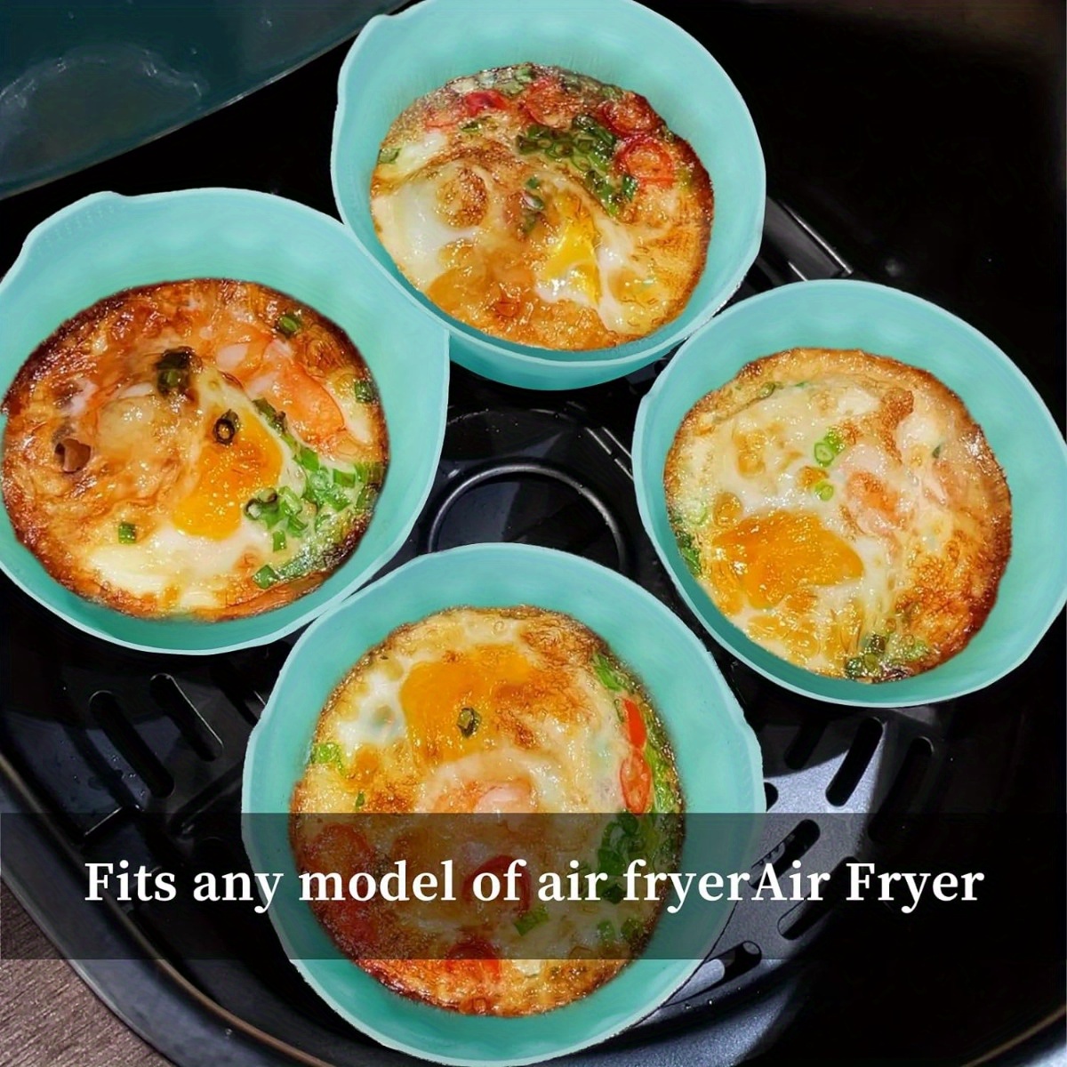 

6pcs Nonstick Silicone Air Fryer Egg Molds - Reusable Ramekins For Oven & Microwave, Cooking & Baking