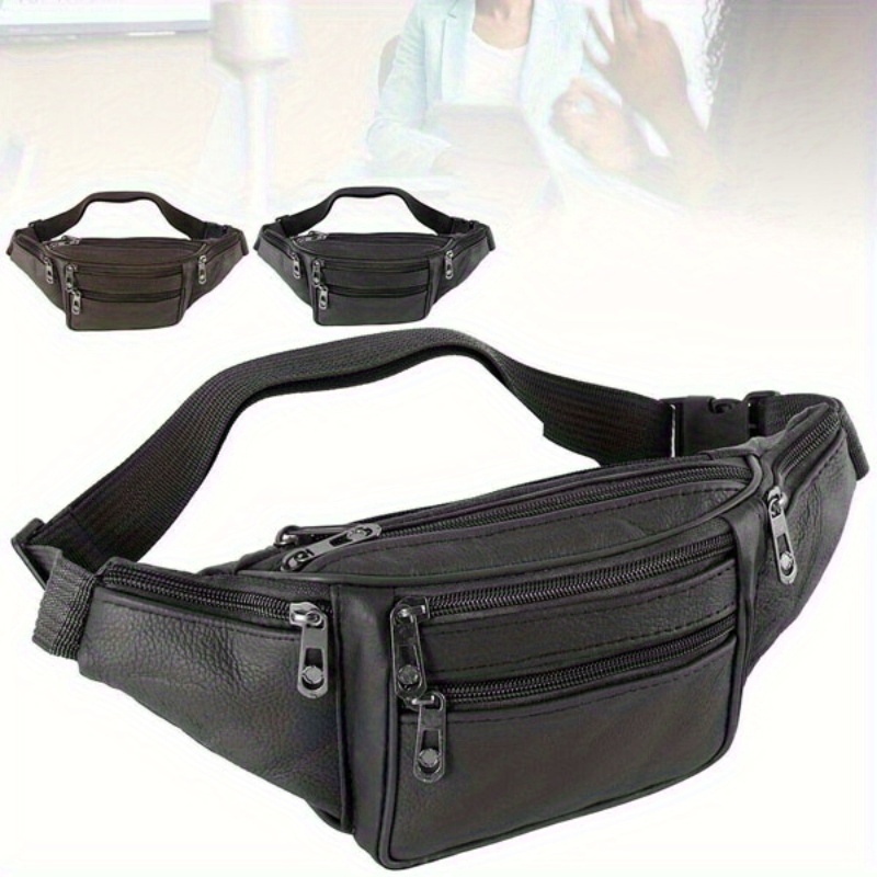 

1pc Mens Leather Waist Bag Multi-pockets Storage Fanny Pack Bag Casual Bag Fashion