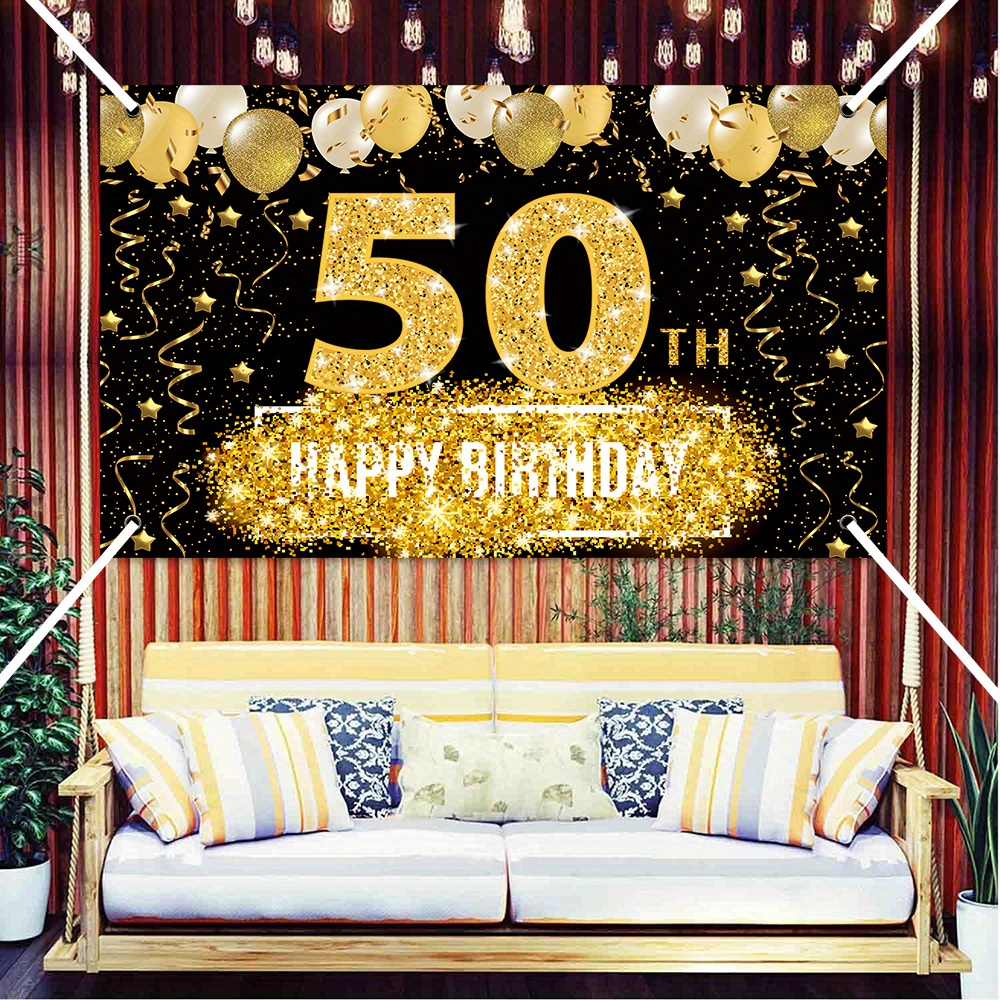 

1pcs, 50th Birthday Party Banner Decorations For Women Men 50 Year Old Door Banners Signs Black Golden Cheers To 50 Years Brithday Party Supplies Welcome Porch Sign For Indoor Outdoor (50th)