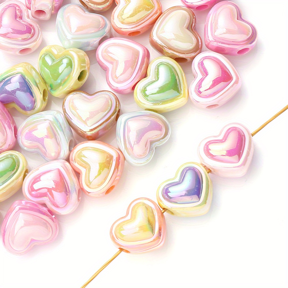 Image of 30pcs 18×16mm Acrylic Ab Color Loose Spacer Acrylic Beads For Handmade Jewelry Making Necklaces Bracelets Earrings Keychains Additions Decorative Gifts Crafts Supplies& Random Color