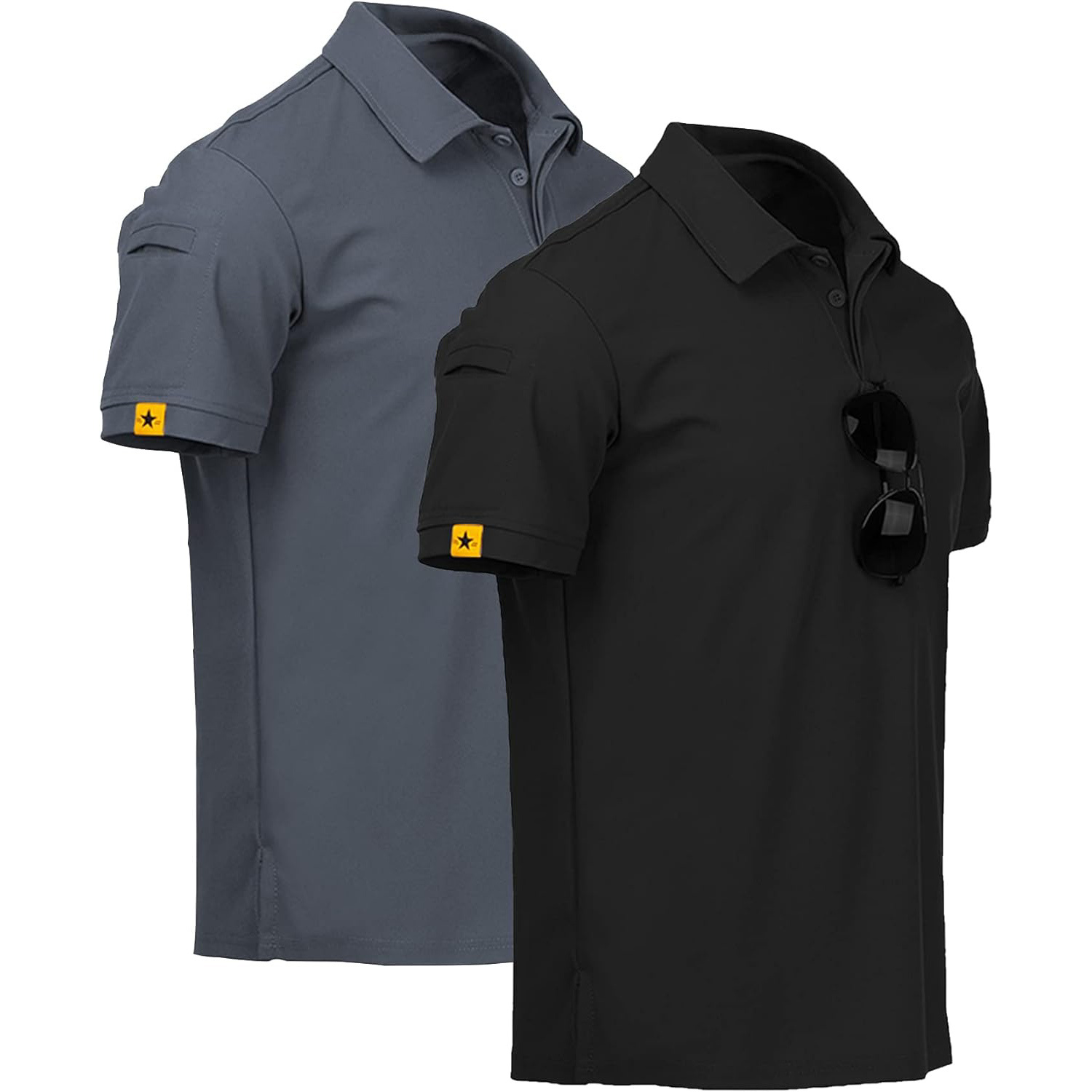 

2 Pack Mens Polo Shirts Short Sleeve Golf Shirt For Men Tactical Shirt