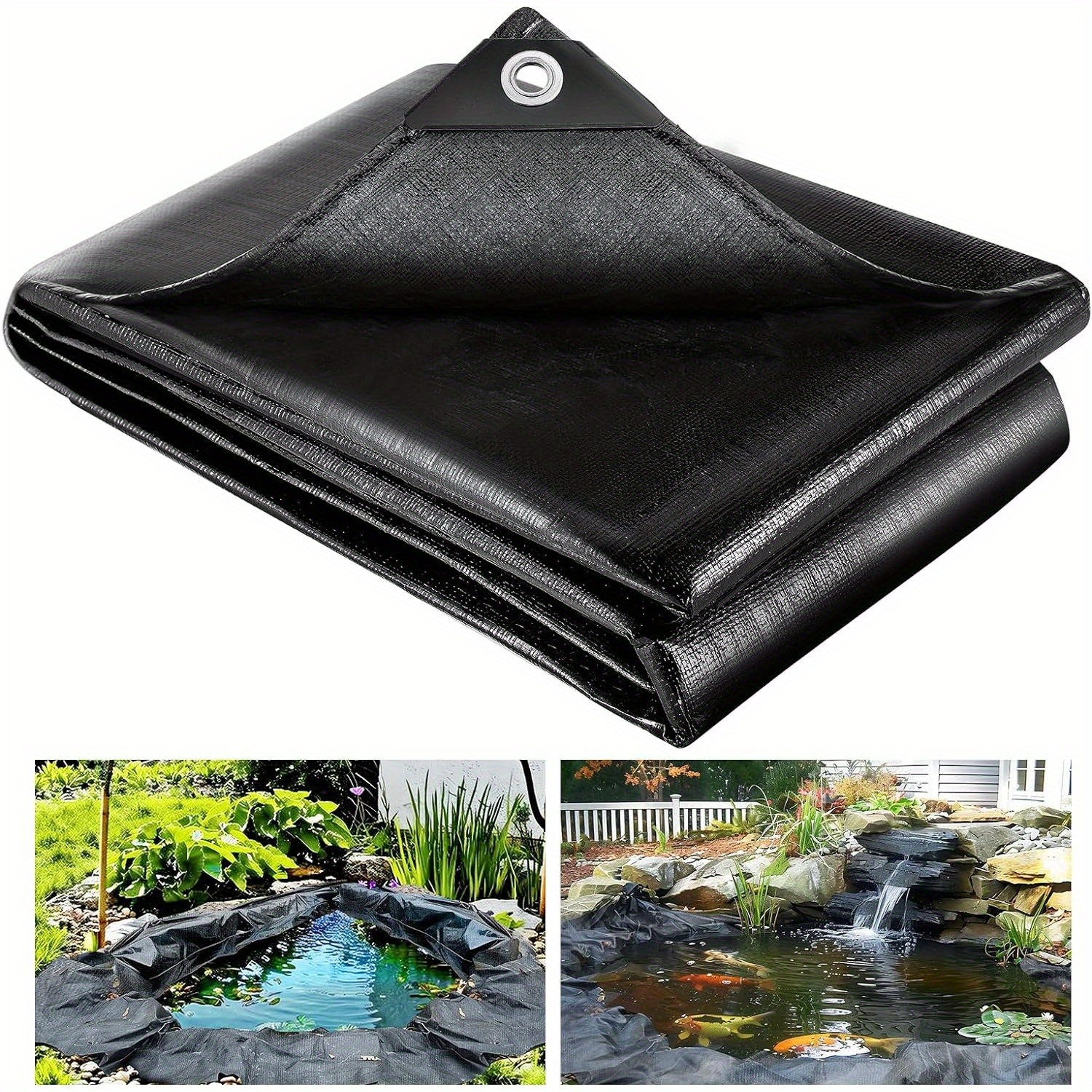 

10 X 13 Feet , 20 Mil Pond Liners Black Hdpe Pond Skin, For Outdoor Ponds, Water Gardens, Waterfall, Fountain, Fish Koi Ponds