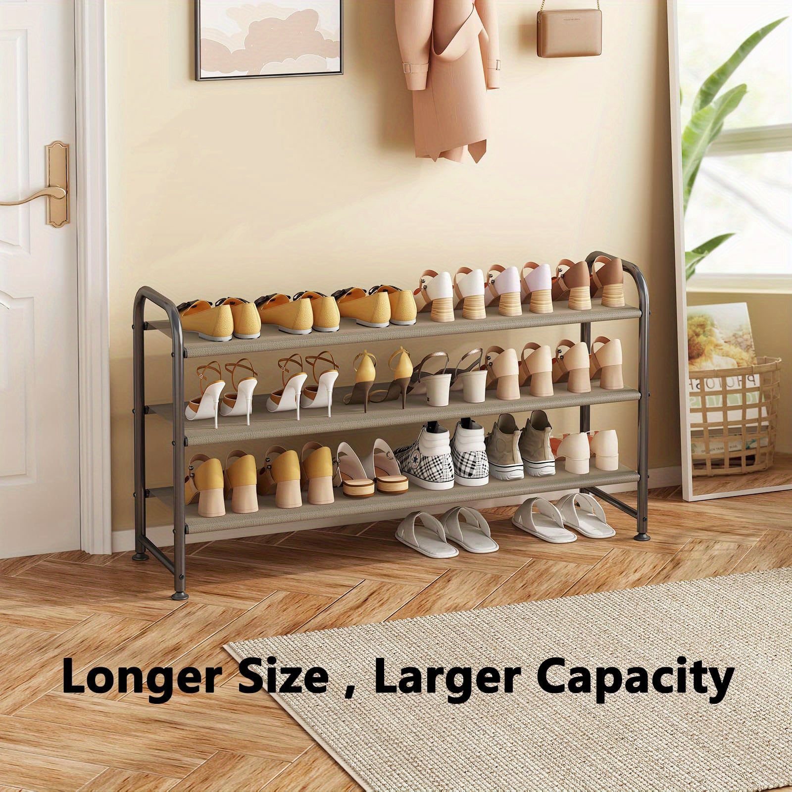 

3-tier Long Shoe Rack For Closet Shoe Organizer For Closet Floor Entryway Storage Stackable Wide Shoe Shelf