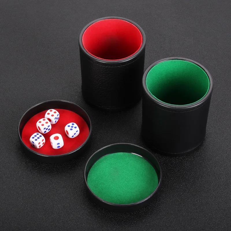 

Premium Dice Cup Set With Red Flange & Base - Includes 6 Silent Dices For Yahtzee, Perfect For Bar Games & Ktv Entertainment, Ages 14+