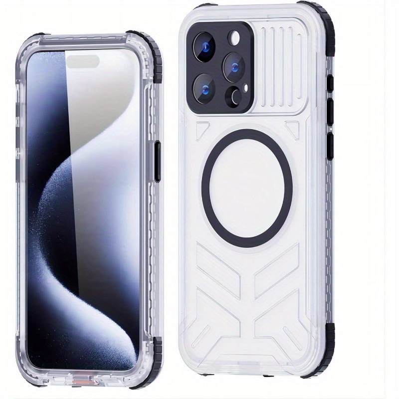 REAPP For IPhone 15 Pro Max Case, Built-in Screen Protective With Magnetic Full Body Protective 15 Pro Max Phone Translucent Case_voghion.com