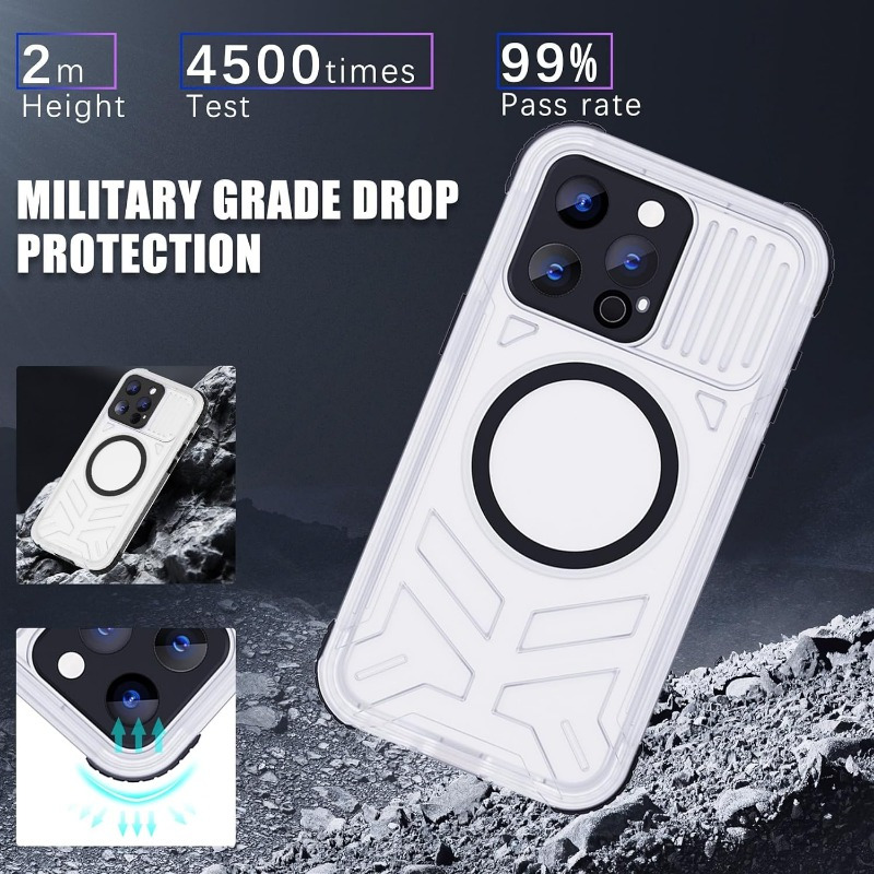 REAPP For IPhone 15 Pro Max Case, Built-in Screen Protective With Magnetic Full Body Protective 15 Pro Max Phone Translucent Case_voghion.com