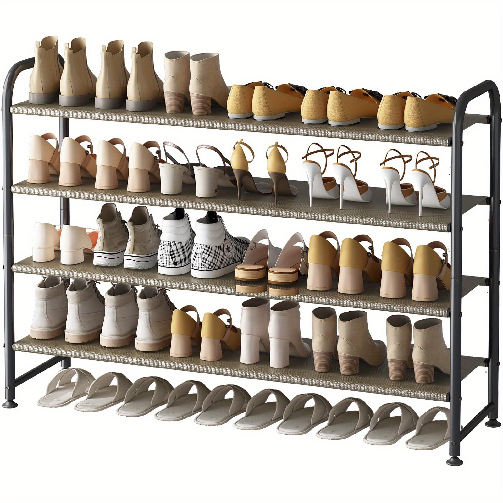 TEMU Shoe Rack 4 Tier Long Storage Organizer Wide Metal Shoe Shelf For Closet Entryway