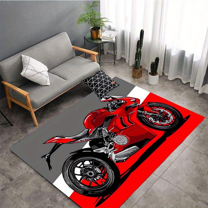 

Tapis Antidérapant à Thème Moto, Lavable en Machine - pour , , & Plus