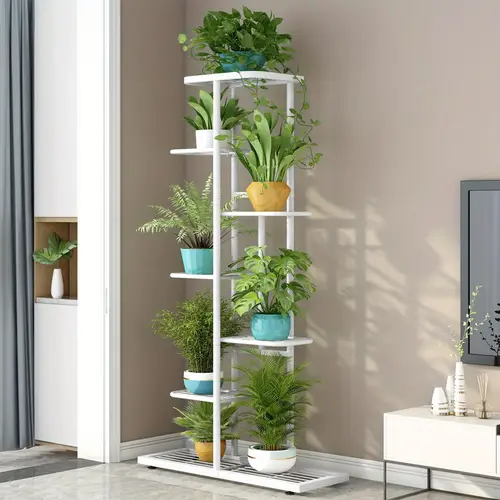 plant stand metal 7 tier 8 potted multiple flower pot holder shelf indoor outdoor planter display shelving unit for patio room