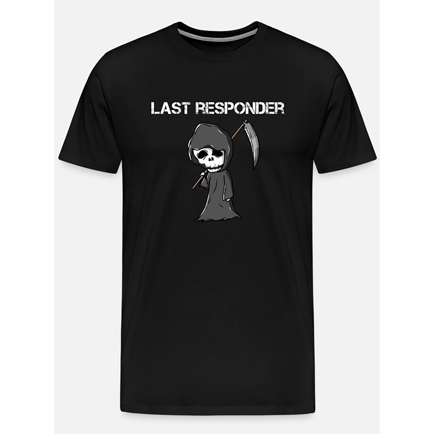 

Last Responder Grim Reaper Paramedic Em-1049 Funny Men's Short Sleeve Graphic T-shirt Collection Black