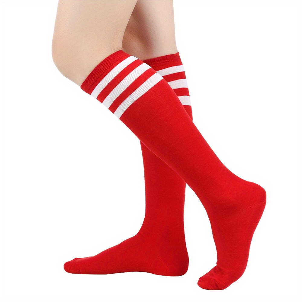1pair Ladies Thin Striped Socks Tournament Performance Knee Socks