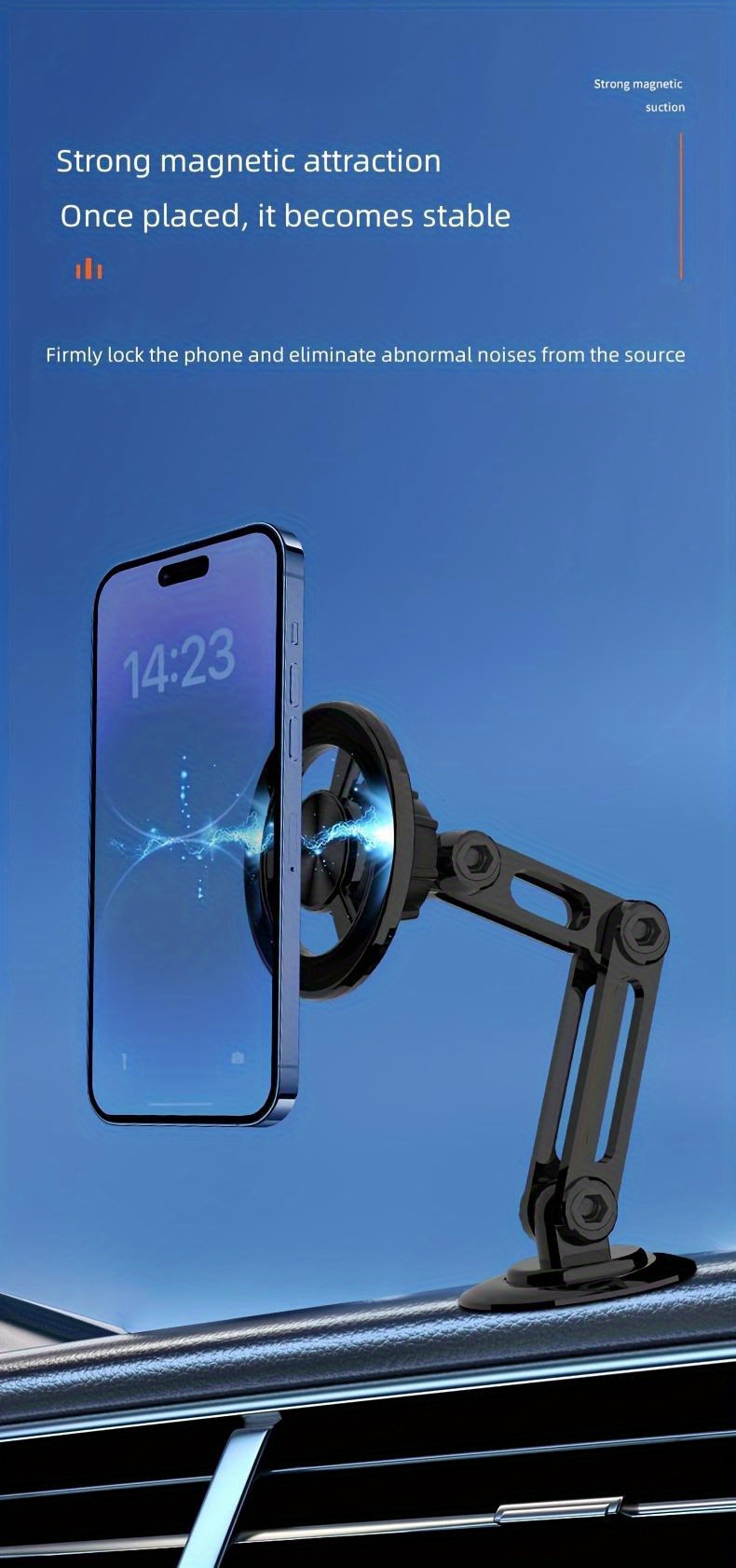 Car Phone Holder, Magnetic Universal Magnet Phone Mount For All Cell Phone Holder Stand, Adjustable Retractable Car Phone Mount - Multifunctional Telescopic Arm, Waterproof, Adjustable mobile phone Stand, Lazy Stand, It Can Rotate 360 Degrees And Be Adjusted With One Hand
