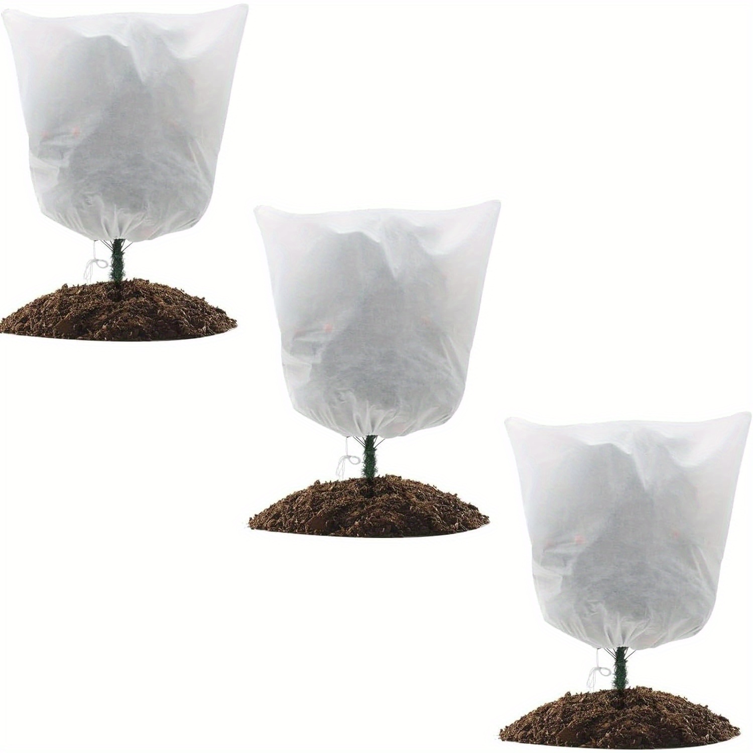 

3 Packs Plant Covers Freeze Protection 1.77 Oz/yd², 39 X 39 Inches Frost Cloth With Drawstring, Shrub Jacket Winter Tree Cover For Cold Frost Freeze Bird Insect Prevention