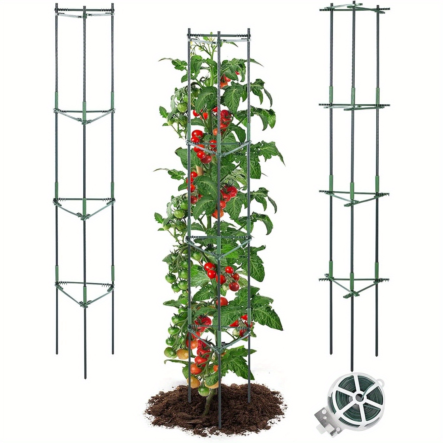 

3 Packs 74 Inches Tomato Cages For Garden, Premium Tomato Plant Cage For Pots, Tomato Trellis Plant Stakes Supports With 164ft Twist Tie, For Vegetable Flowers Fruits Vertical Climbing Plants