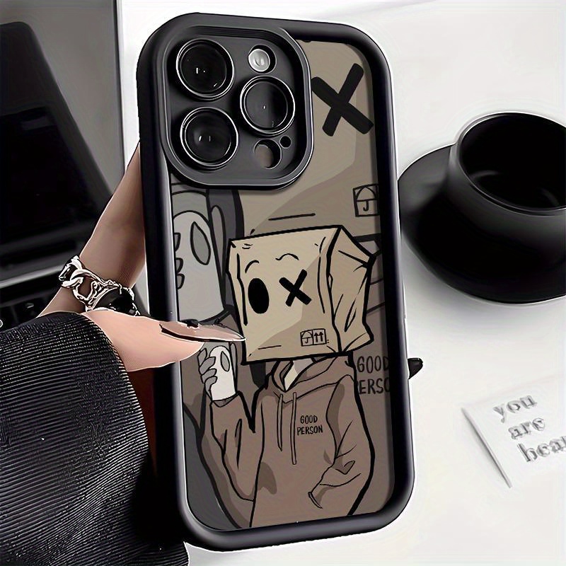 

Black Trendy Cardboard Man Mobile Phone Case For Iphonex Xs 11 12 13 14 15promax Models With Precise Hole Position Protective Case