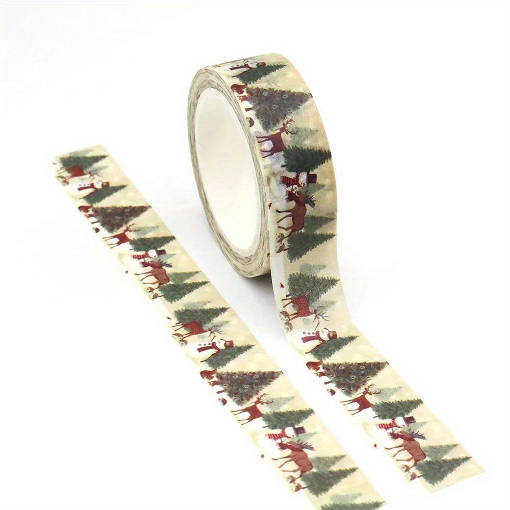 TEMU 1 rouleau de ruban washi de 15 mm x 10 m sur le thème de Noël (sapin, de neige, ) pour papeterie et fournitures de bureau