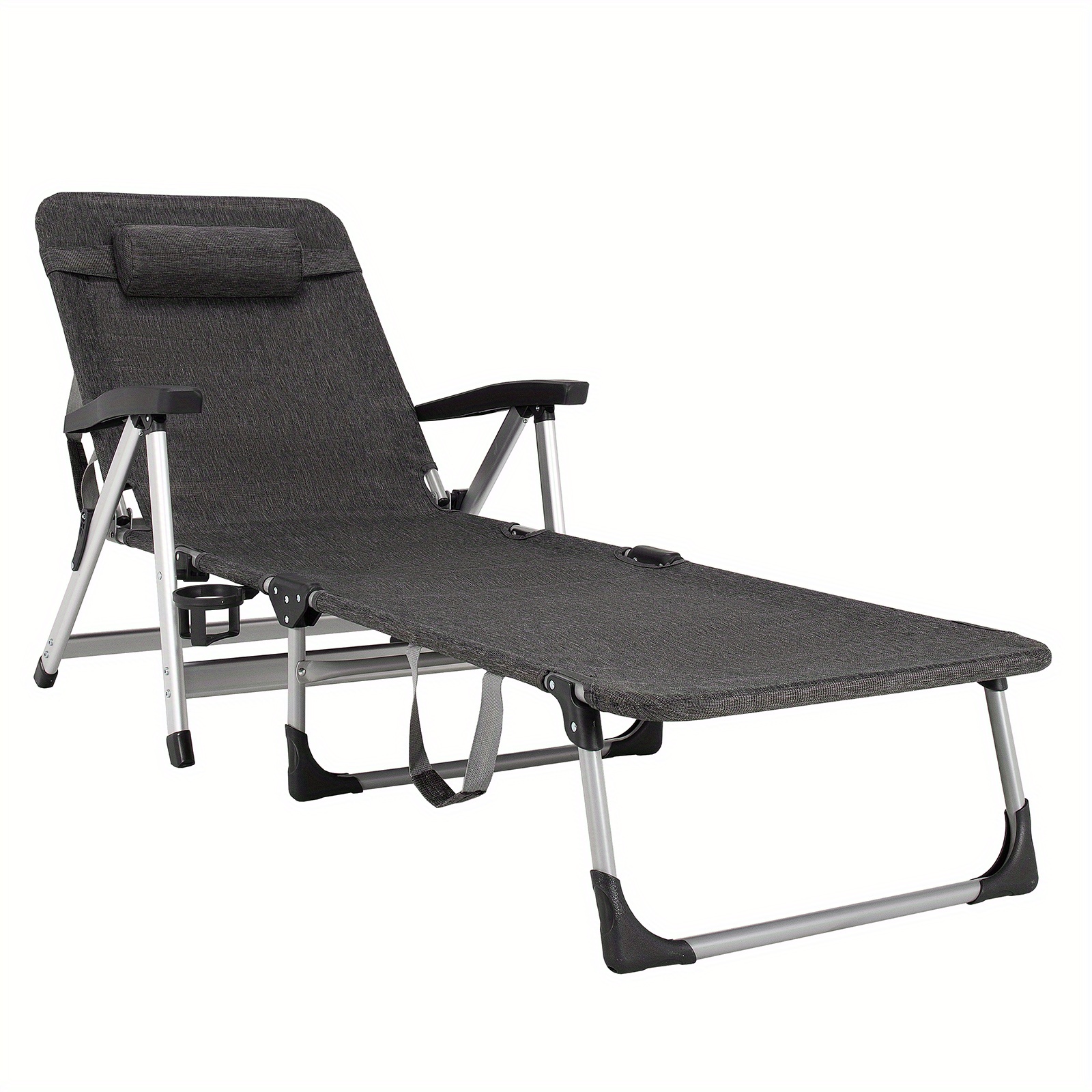 

Lifezeal Beach Chaise Lounge Chair Patio Folding Recliner W/ 7 Adjustable Positions Grey