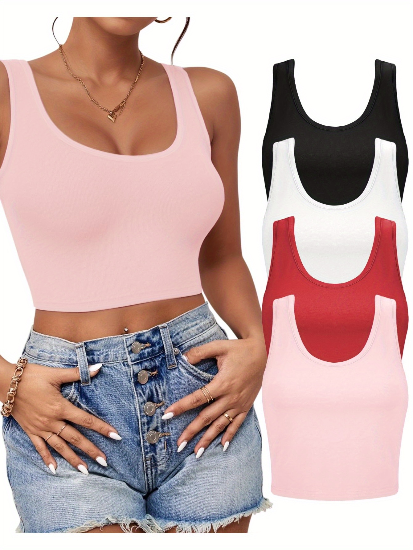 Bnaln Camisole Tops For Women Workout Tank Tops Square Neck Racerback Crop Cami Shirts Sleeveless Ribbed Knit Camisole Vest Blouses Slim Fit T Shirts Bas