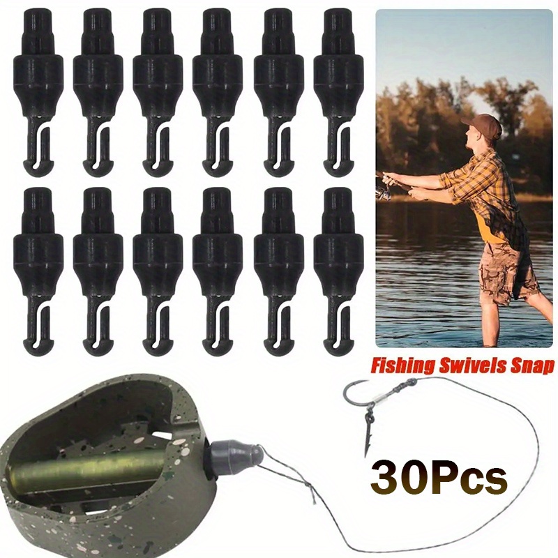 

30pcs Durable Fishing Swivel Snaps - Quick Connect Rolling Connectors, Grey Abs Tackle Accessories