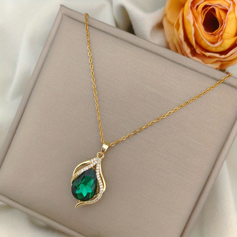 E-shop 1 Stück Damen Mode Anhänger Halskette mit Wassertropfen Synthetischem Zirkonia Kupfer Charm, Weihnachtsgeschenk