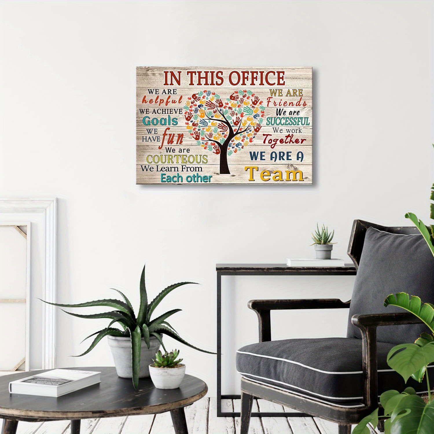 

In This Office We Are A Team Inspirational Wall Art Positive Modern Decor Poster Canvas Print Frame Ready To Hang Framed