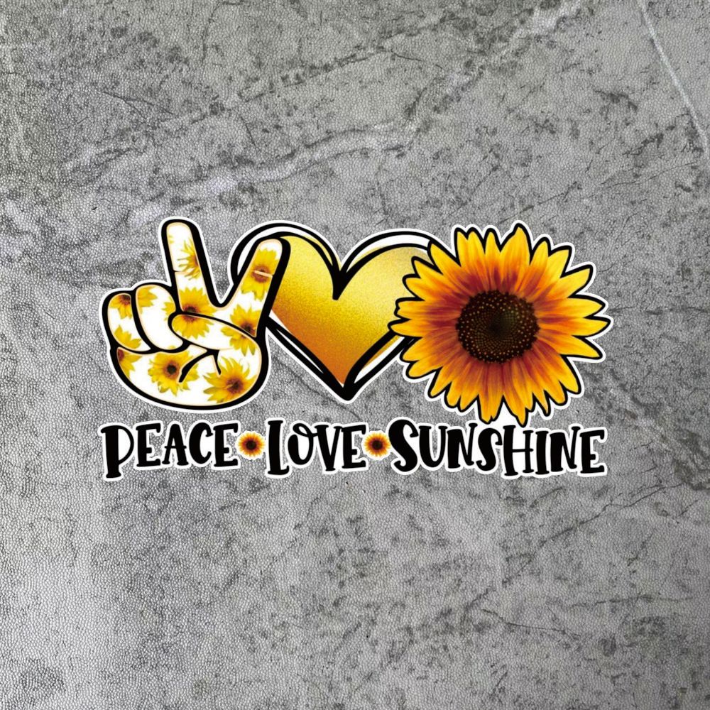 

1pc Vinyl Peace Decal With Sunflower & Heart - Durable Sticker For Car, Laptop, Wall, Window, Bumper - Weather-resistant Vibrant Design