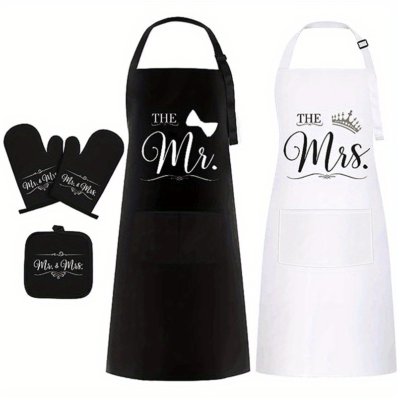 

Festive Mr. & Mrs. Aprons And Gloves Set - Perfect For Couples Cooking Together