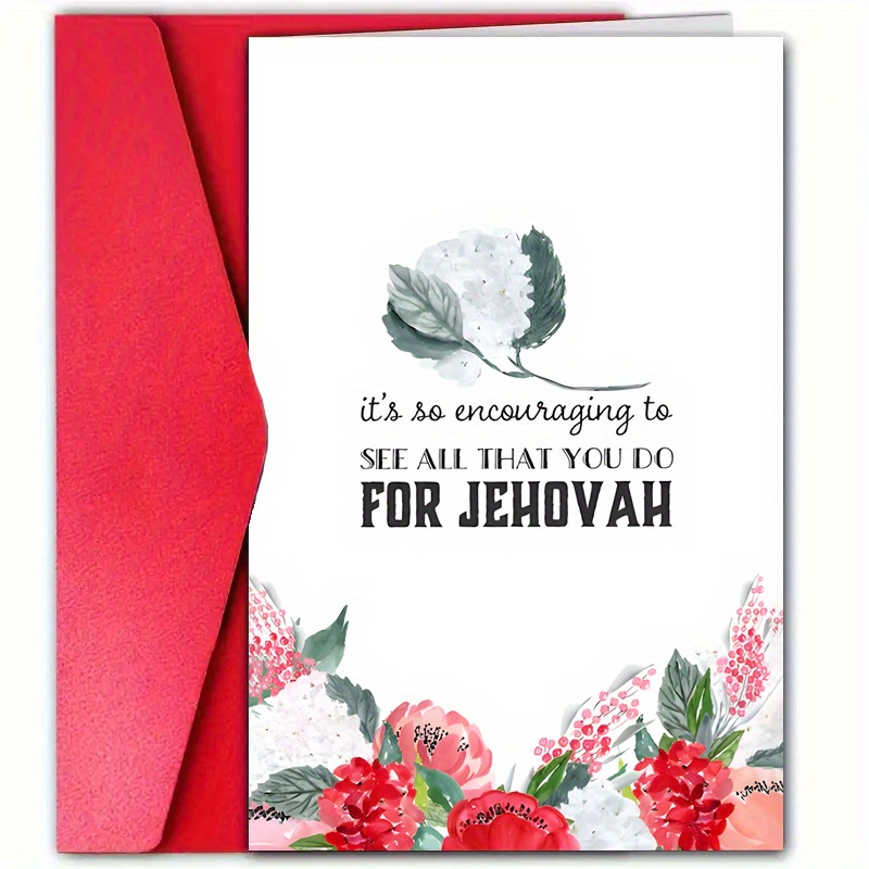 

1pc, Encouragement Greeting Card (4.7x7.1 Inches/12x18cm), Floral Design, Spiritual Support, "see All That You Do For Jehovah" Message, With Red Envelope, Paper Material, For Friends & Loved Ones
